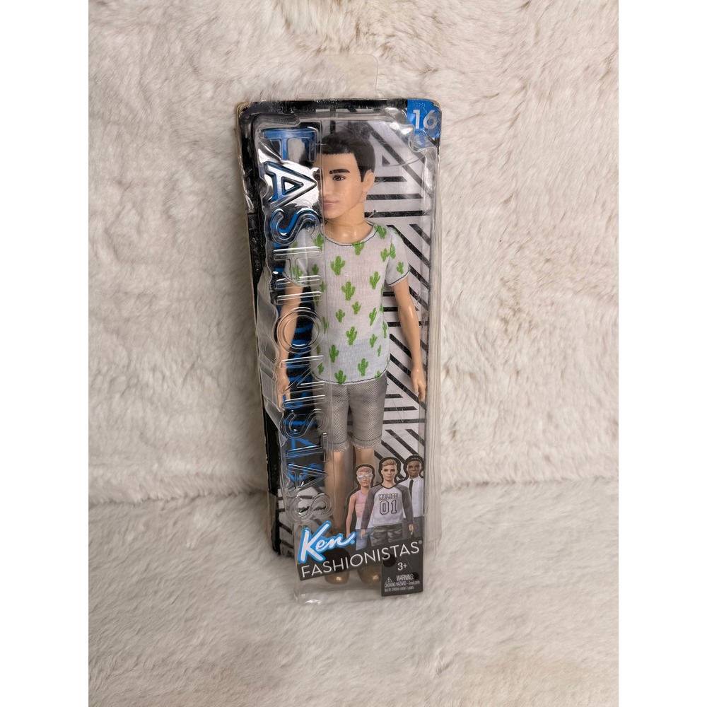 Barbie Ken‎ Fashionistas 16 Man Bun Cactus Shirt Tan Shorts FJF74 Mattel 2017